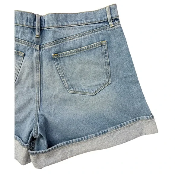 LOFT High Rise Cuffed‎ Denim Shorts Women Size 14 Light Wash Distressed - Picture 6 of 8